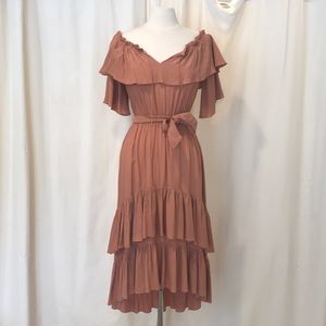 SWF midi ruffle off the shoulder dress